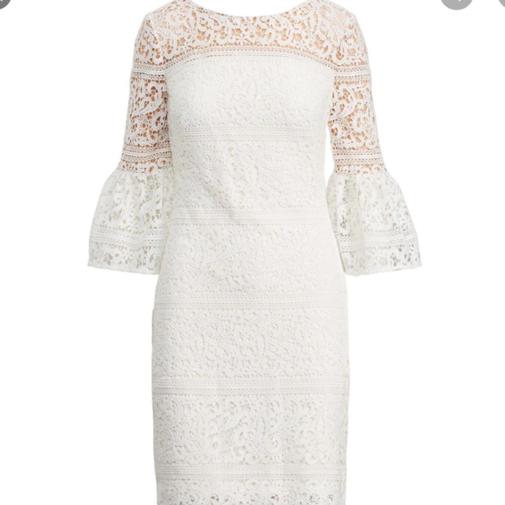 Ralph Lauren White Lace Bell Sleeve Dress